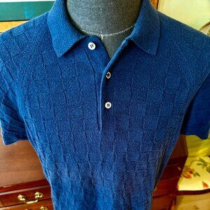 Gran Sasso Polo Navy  Shirt Cotton Blend with Fitted Bottom EU 50 Made in Italy